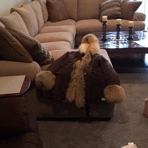 Military fur jacket.